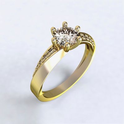 kopie Ring Moon Light-e - yellow gold with diamonds14kt - 52