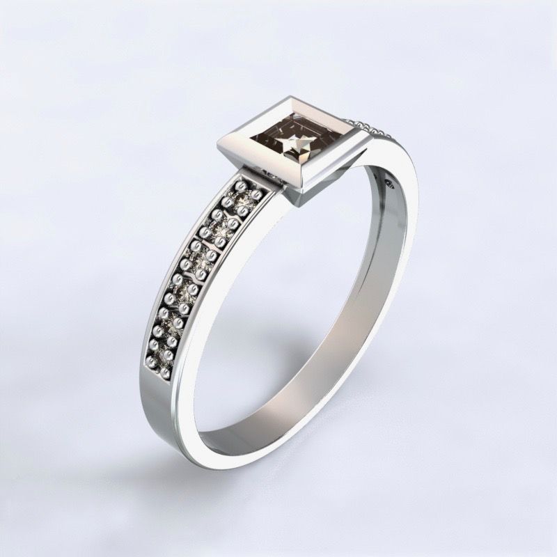 Engagement ring Perama - white gold 14kt with diamonds